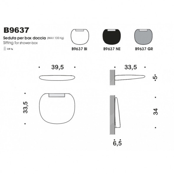 Сиденье для душа COLOMBO DESIGN CAVALLETTI E SEDILI B9637 настенное